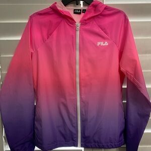 Fila Pink and Purple Windbreaker Jacket Gradient Design